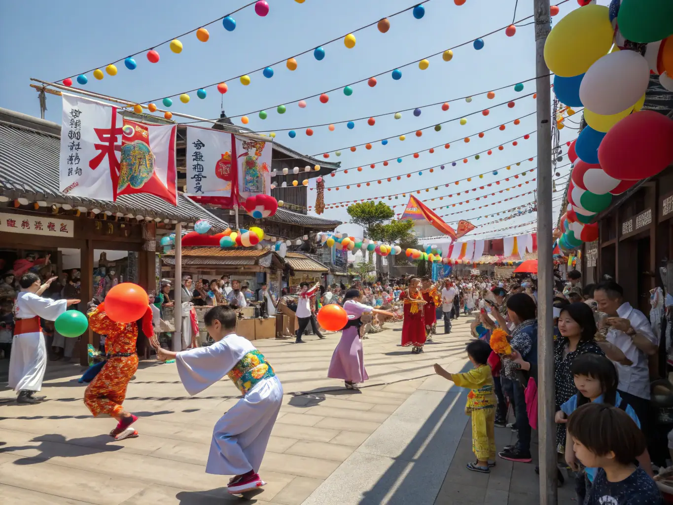An image of a lively outdoor festival with music, dance, and community members enjoying cultural performances.